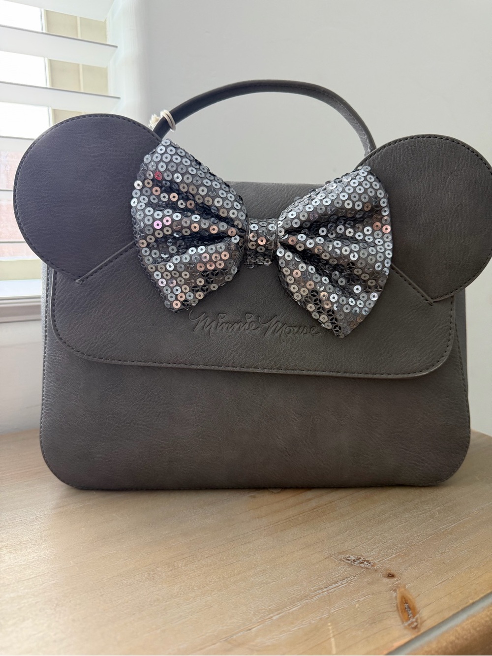 Loungefly Gray Sequin Bow Top-Handle Bag